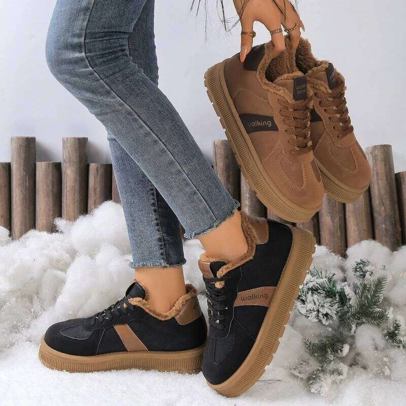2025 Winter New Thick Bottom Fashion Leisure Warm Cotton Women's Comfortable Outdoor Casual Shoes