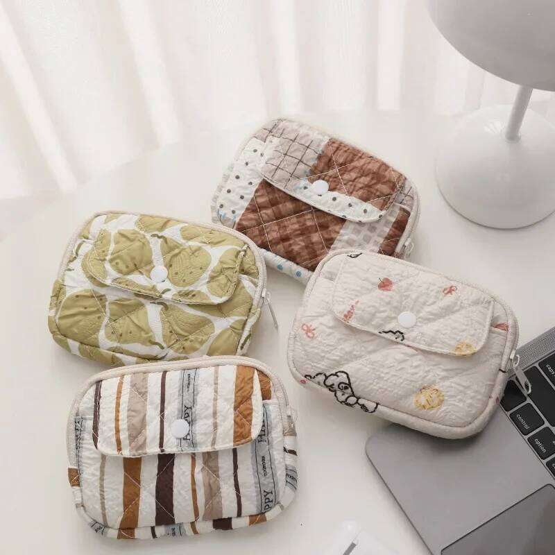 Women's Japanese Striped Polka Dot Cute Kawaii Sweet Coin Purses Compact Portable High Quality Card Key Storage Bag C260304