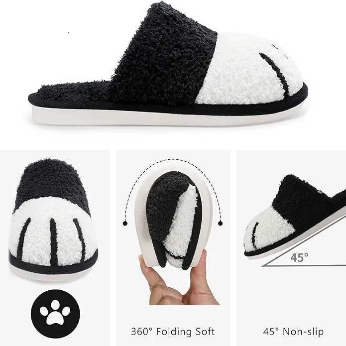 New Womens Winter Plush Slippers Cute Cat Paw Design Slippers Home Bedroom Indoor Shoes Mens Warm Comfortable Cotton Slippers S260305