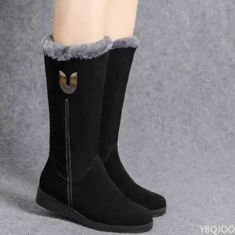 Winter versatile snow thick fashionable women's anti slip warm leisure comfortable side zipper cotton boots
