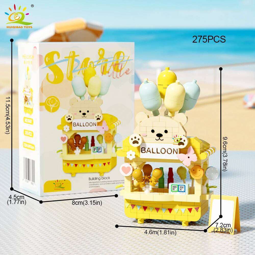 HUIQIBAO Cute MOC Dessert Street Shop model Micro Building Block Flower Model Mini Brick Toy for Children Desk Home Decoration Z260306