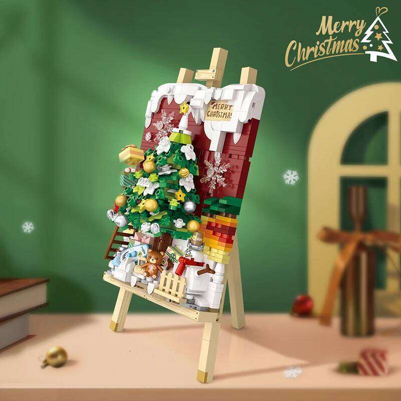 Creative Easel Christmas Tree Building Block Set DIY Puzzle Assembly Three-dimensional Painting Ornaments Children's Toys Gifts Z260306