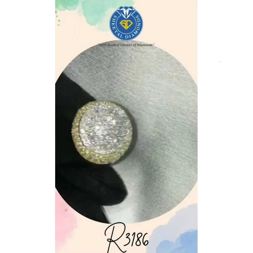 Mens Real Diamond Ring Retro Hip-hop Style Rose Gold Gold Plated Inlaid with Claw Setting Geometric Shape for Parties