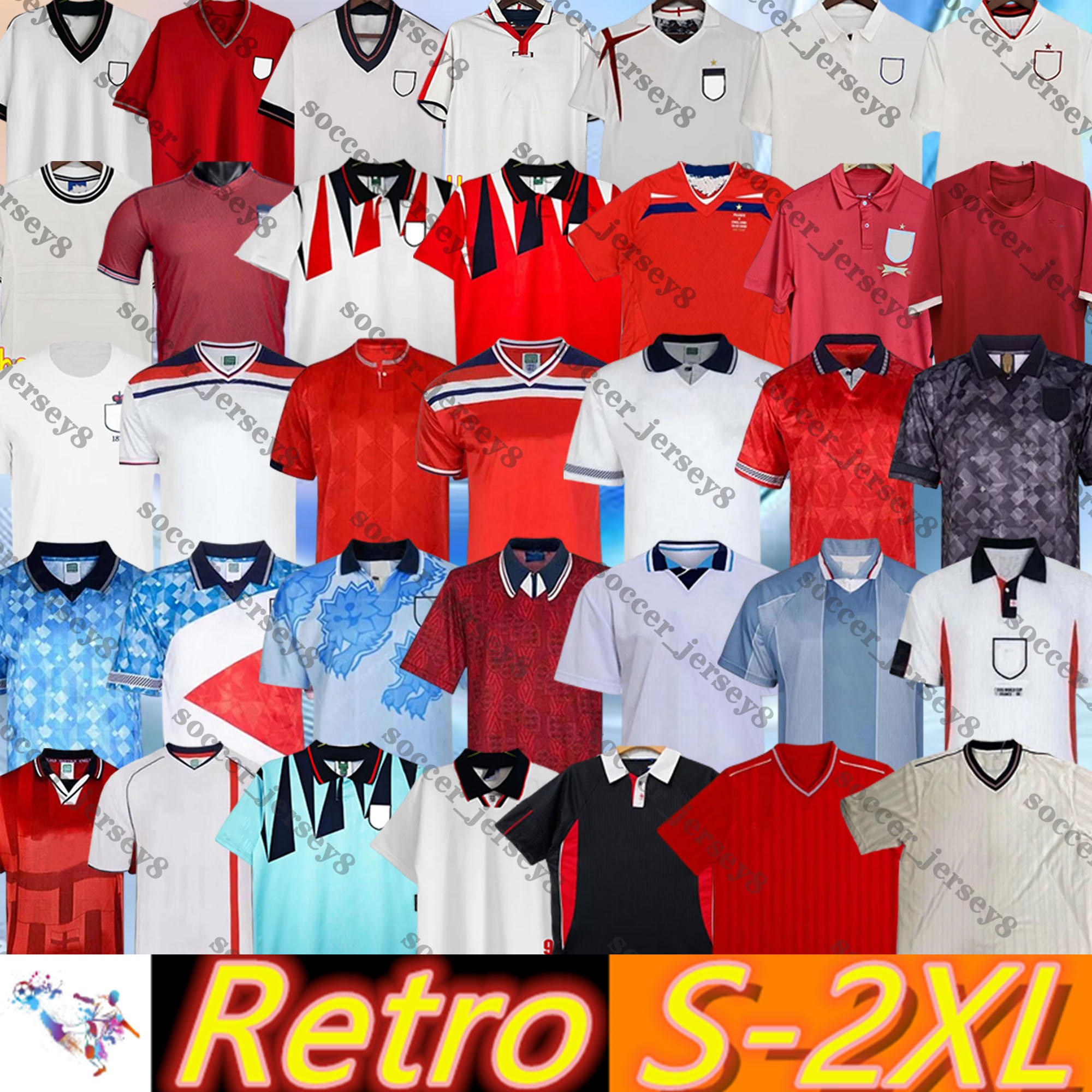 03 05 07 06 08 10 12 13 GASCOIGNE England Retro Soccer Jerseys ROONEY GERRARD LAMPARD SOUTHGATE Englands Vintage Classic adult Football shirts 90 94 96 96 SHEARER OWEN