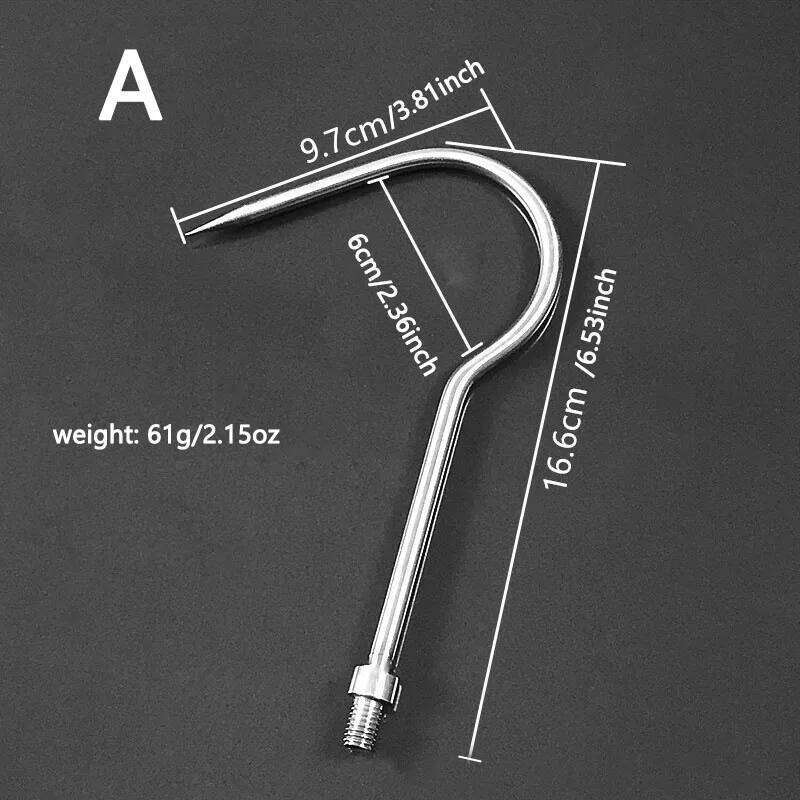 Winter ice curved large fishhooks stainless steel fishing no barbs anchor rolling hooks tools S260305