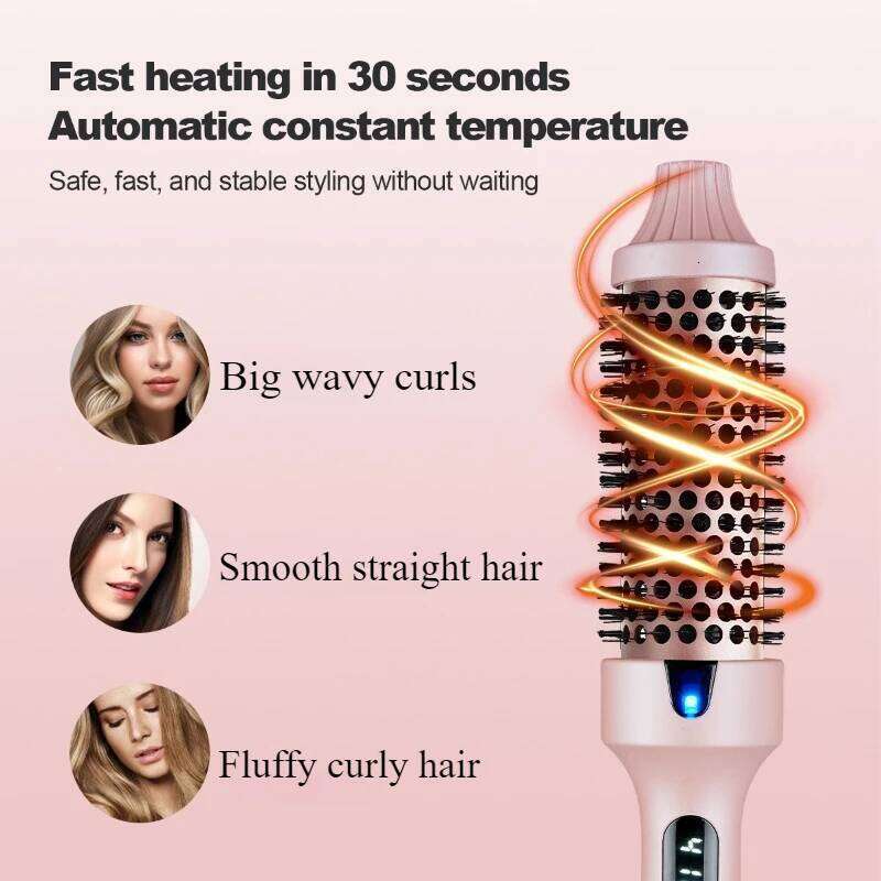 home use 38mm fluffy iron, tangle-free electric heated straightening comb, multifunctional travel portable curling iron 26Y0306