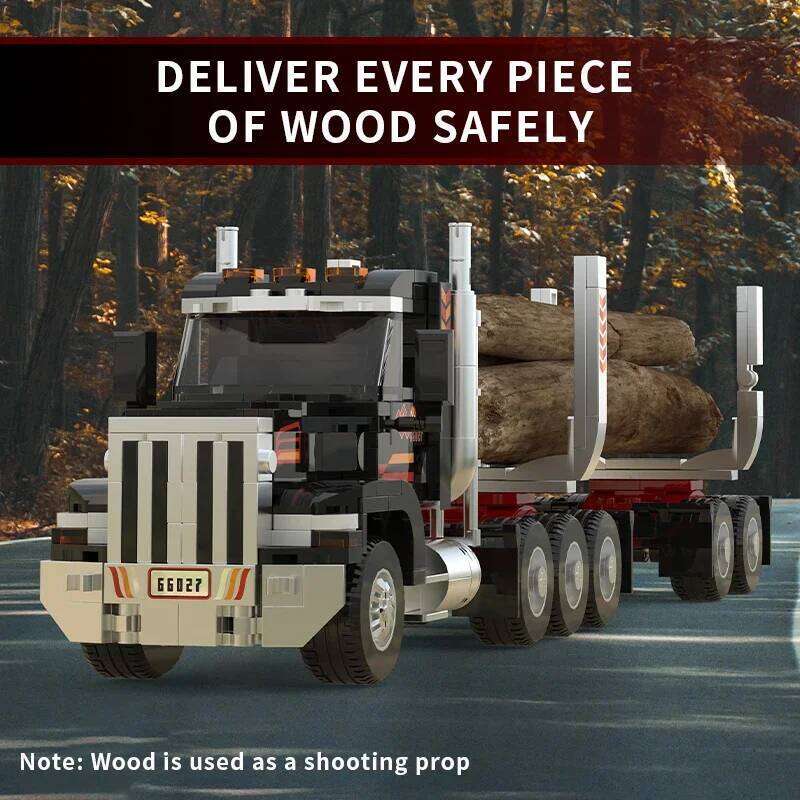 445PCS American Head Building Blocks Wood Transport Truck Car Model Bricks Desktop Ornaments Kids Educational Toys Gifts Z260305