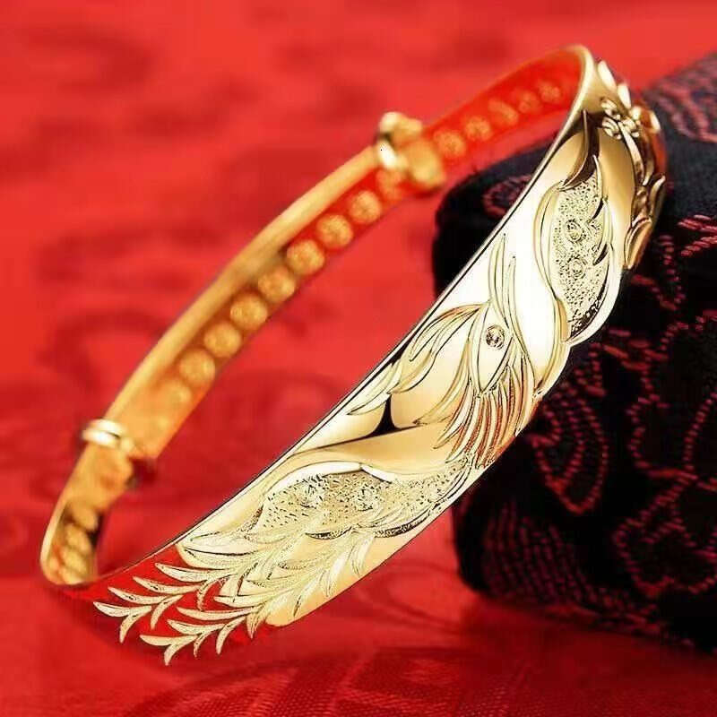 Women's Jewelry 10mm Wide Adjustable Push-Pull Bracelet Traditional Bangle Chinese Style Luxury Gift