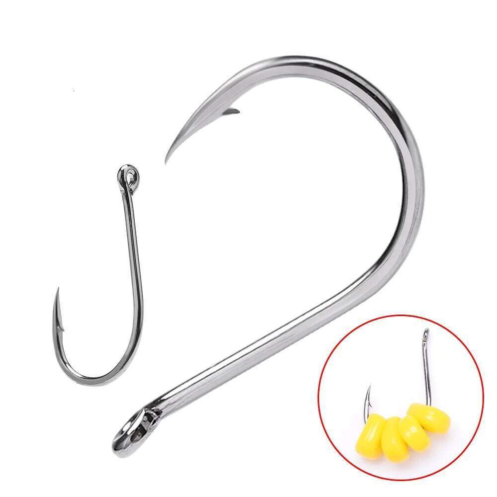 FTK 50-100PCS High Carbon Steel CHINU Fishing Hooks With Ring 5/0#-7# Freshwater Carp Fishhook Barbed Catfish Anzol Peche Tackle S260305