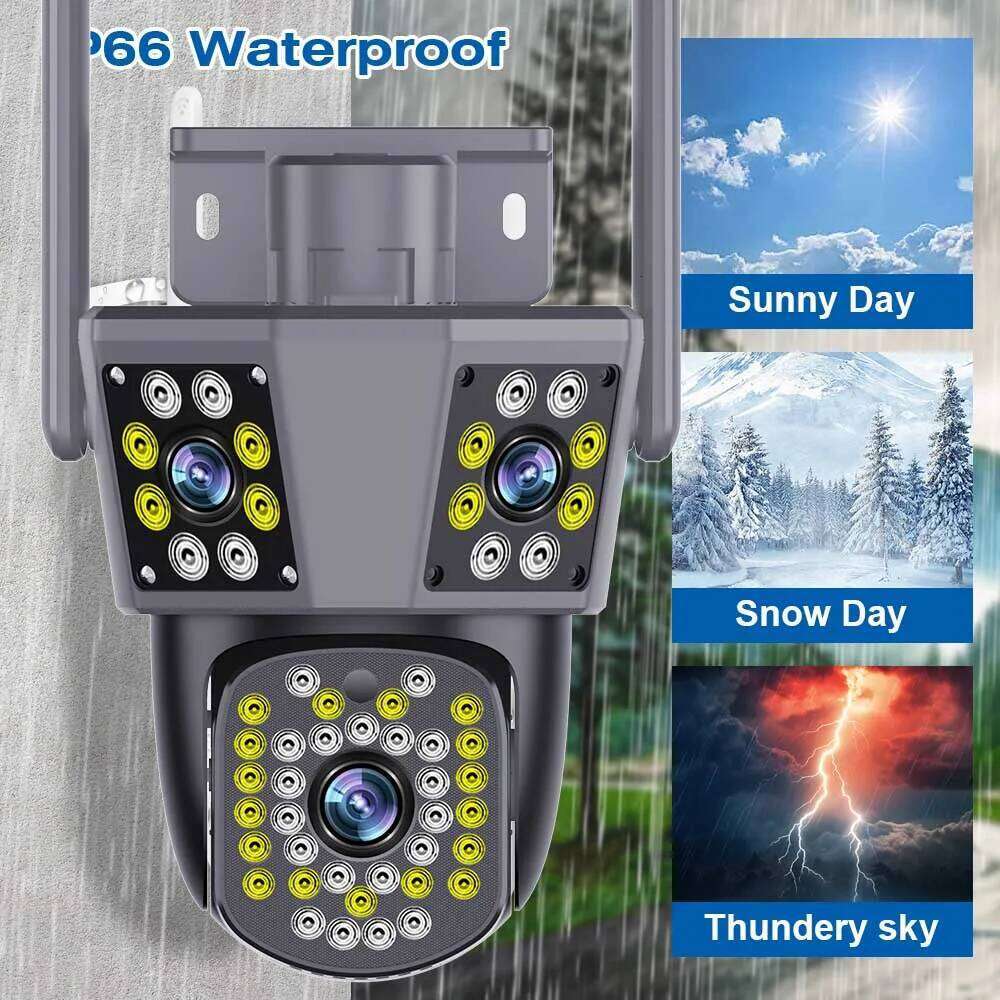 Outdoor External 6K 12MP FHD IP 3 Lens 3Screens WiFi 4K Dual Screen Auto Tracking Security PTZ Camera IPC360 26W0306