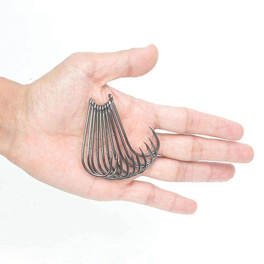 20pcs/50pcs Long Shank Fishing Hooks 16#~7/0# High Carbon Steel Sharp Barbed Offset Narrow Bait Fishhook Double backstab Y260305