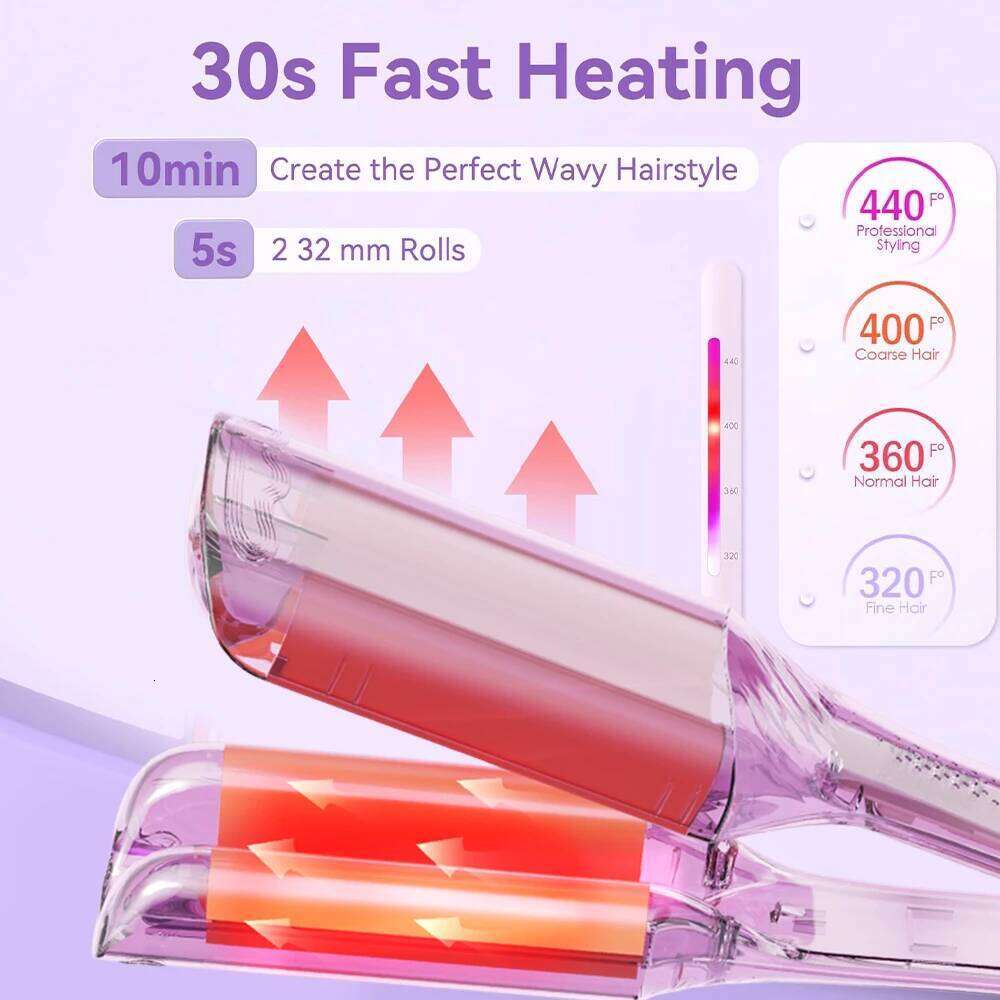 1.25 Inch Deep V-shaped Curling Iron Ghost Waves Wave Perm Tourmaline Hair Curler With Multiple Temperature Her's Gifts 26Y0306
