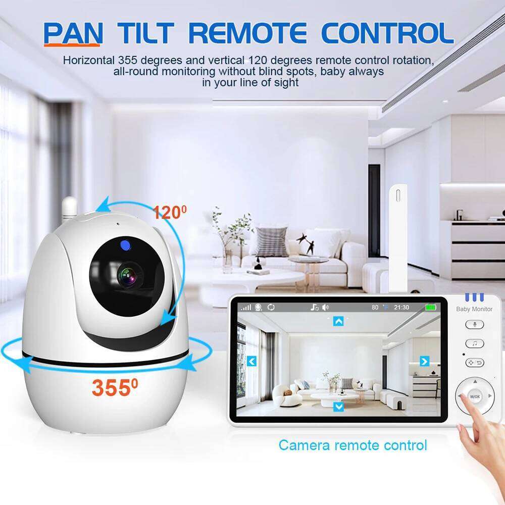 Video with Cam and Audio,5" Display Monitor No WiFi,Remote Pan-Tilt-Zoom Baby Camera, Night Vision,2-Way Talk 26W0306