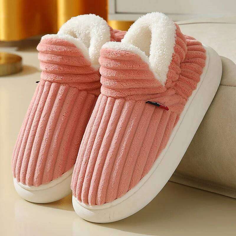 Litfun Winter Furry Snow For Women Men Leisure Cotton Shoes Thick Bottom Anti-slip Ankle Boots Fuzzy Warm Outdoor Slippers