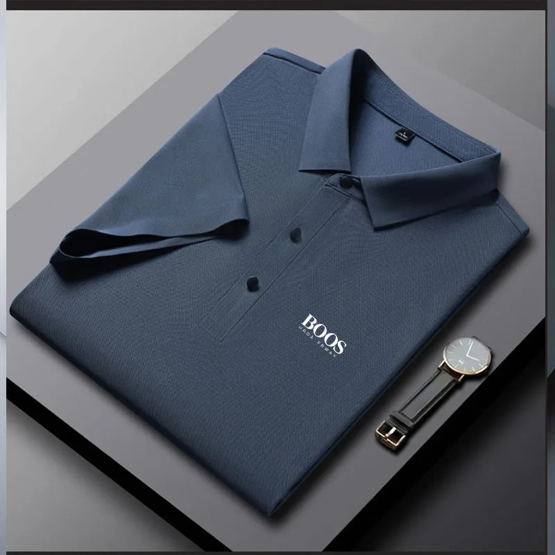 Embroidered Summer Ice Silk Polo Shirt T-Shirt Half Sleeve Non-Marking Casual Business Thin Breathable Polo Shirt for Men 260304