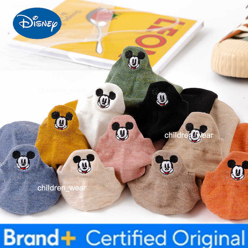 Disney Mickey Mouse Sock Cartoon Figures White Shallow Boat Socks Cotton Breathable Absorb Sweat Solid Color Spring Summer Women Girls H260306