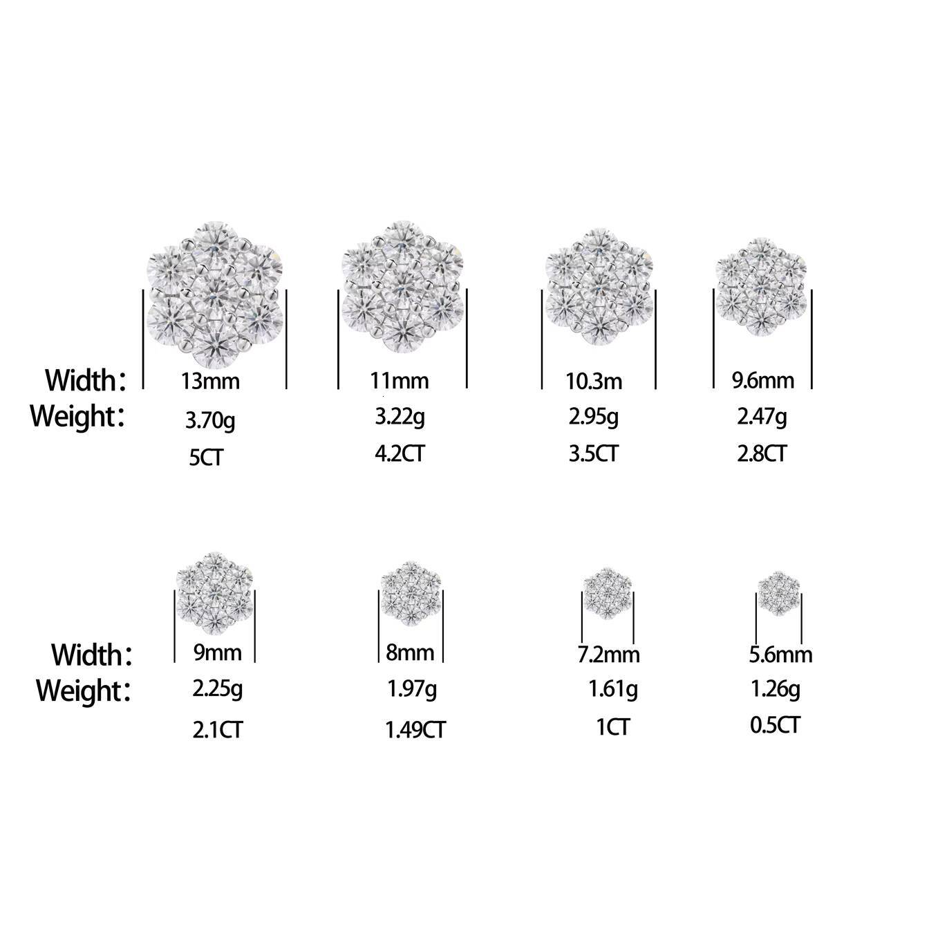 Bulk Wholesale Multi Size Cluster Moissanite Flower Stud Earrings 925 Sterling Silver VVS Diamond Luxury Fine Jewelry Men Women