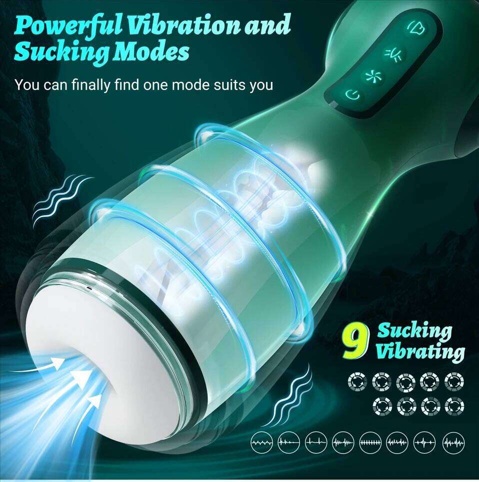 Smart APP Control Pleasure Cup for Men 6 Suction Clamp Vibration Modes Voice Interaction 9 Patterns Magnetic Charging Tech Toy W260305