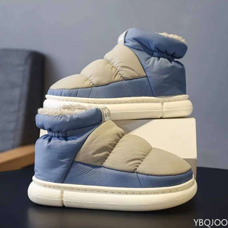 Large Size Autumn Winter Fashion New Item with Plush and Thick Warm Boots for Outdoor Comfort Men's Cotton Shoes
