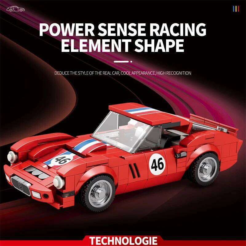 320PCS Red Sport Building Block Creative City Vehicle Diy Car Model Bricks Desktop Decoration Toys For Kids Holiday Gifts Z260306