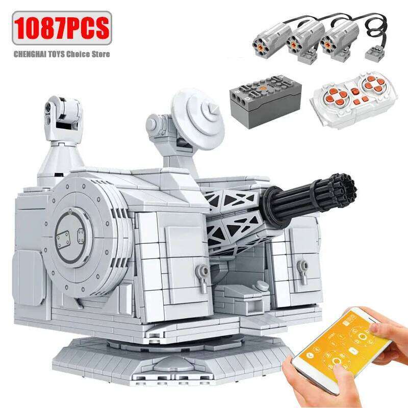 1087Pcs Military 1130 Close Range Gun Building Blocks Model Modern Naval Weapons Idea Bricks Toy for Children Christmas Gift Set Z260306
