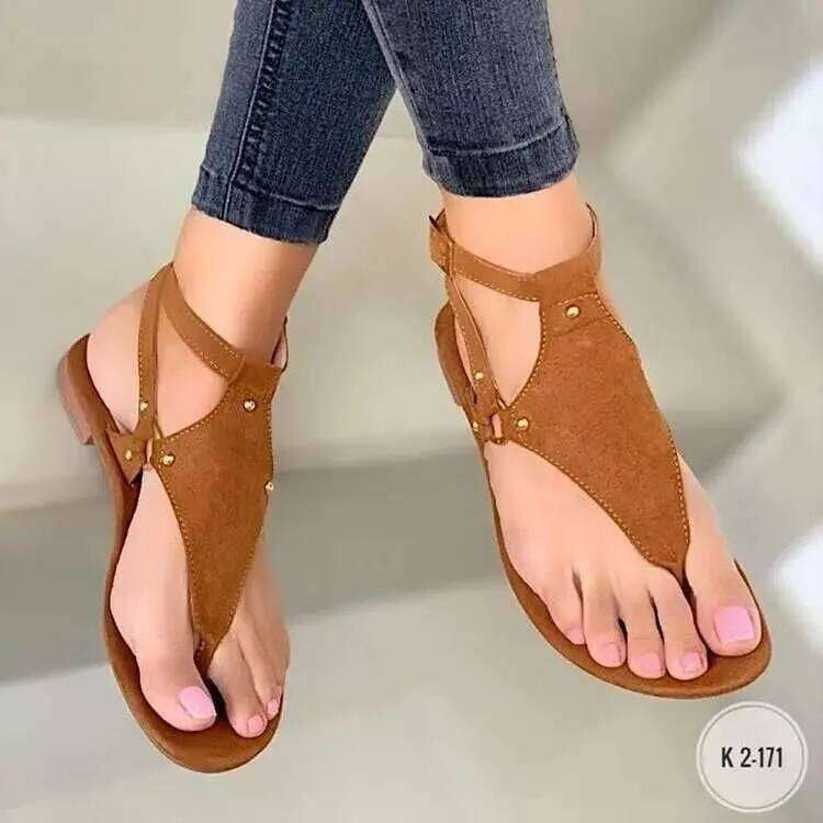 2026Summer Luxury Womens Sandals Flip Flops Flat Pu Leather Outdoor Beach Plus Size Trend Women Shoes Flannel