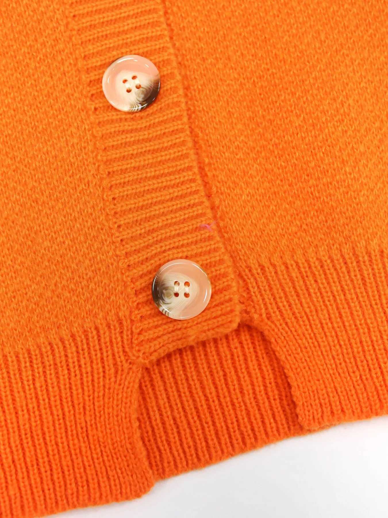Womens Oversized Knit Cardigan Casual Button-Up Sweater with Orange Daisy Embroidery Comfortable Loose Fit Sweater M260306