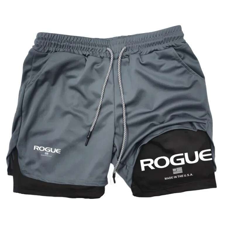 Rogue Gym Men's Four-Season Sportswear 2-In-1 Double-Layer Tight Sports Shorts