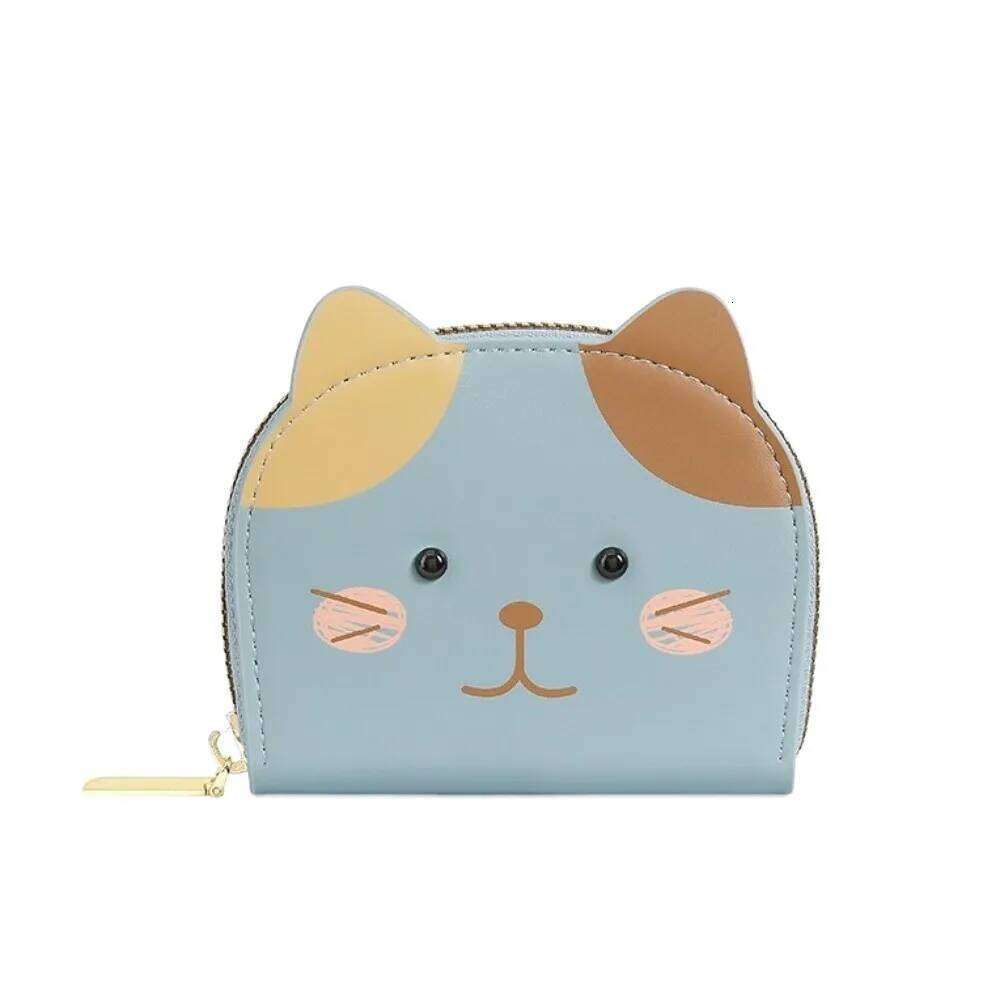 Lovely Cartoon Cat Pattern Wallet PU Leather Multiple Slot Short Coin Purse Korean Style Zipper Small Card Holder Shopping C260304
