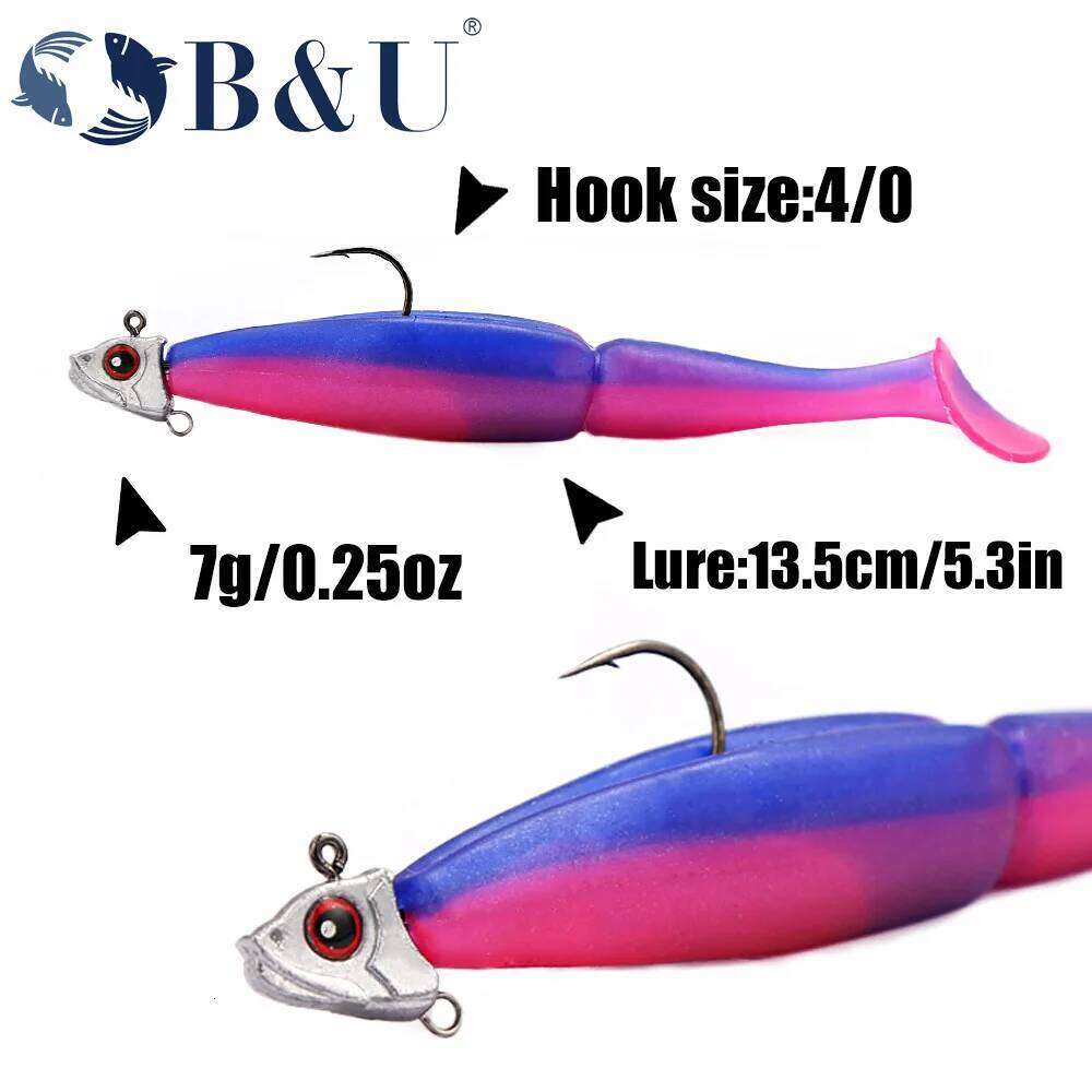 B&U Hook 3/0 4/0 With Red Eyes Crank Jig Head For Soft Lure Fishing Accessories Tackle Jigging Jigs Fishhook Y260305