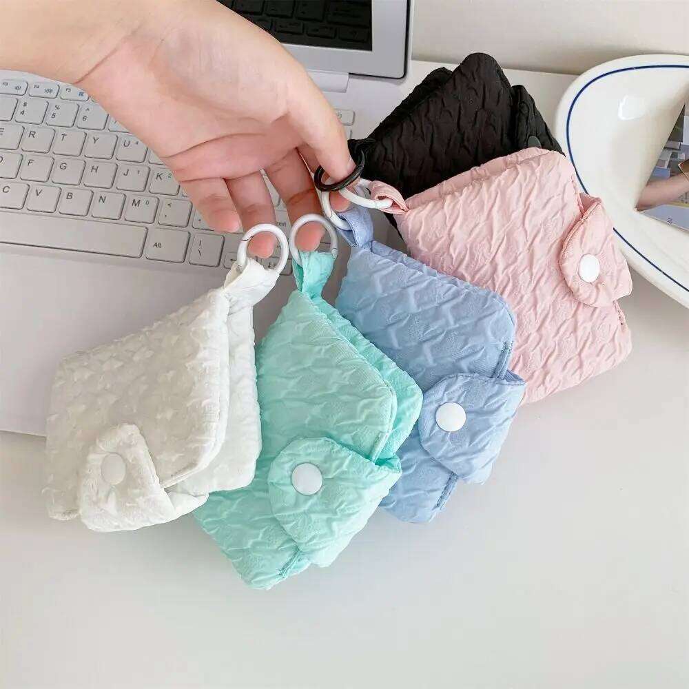 Canvas Candy Color Korean Style Zipper Mini Cash Wallet Coin Purse Bubble Cloth Envelope Wallets Outdoor C260304