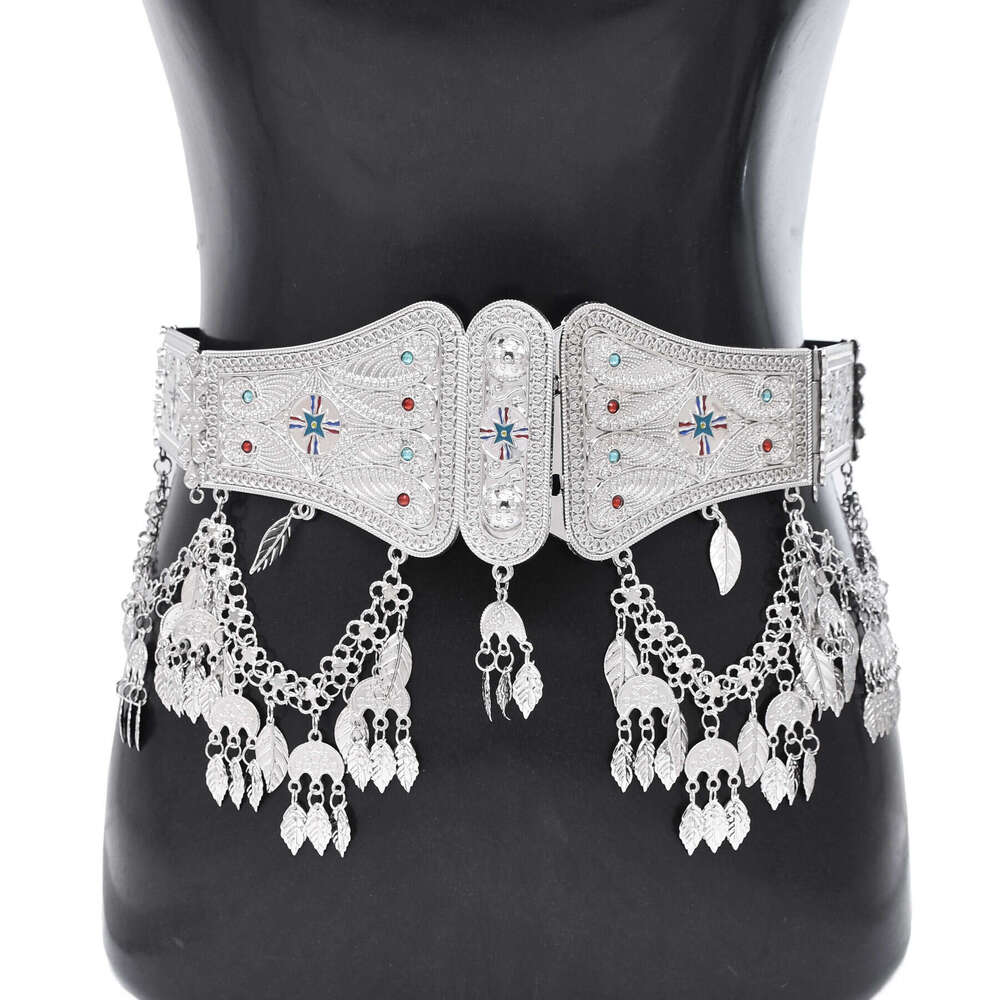 New Exaggerated Large Chain Fashionable Tassel National Flag Belt Performance Costume Accessory Ethnic Style Waist Ornament High-Quality
