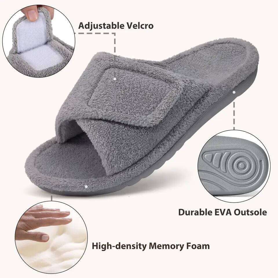 Litfun Women's Orthopedic House Soft Memory Foam Bedroom Slides Comfort Indoor Fluffy Lady Slippers With Arch Support