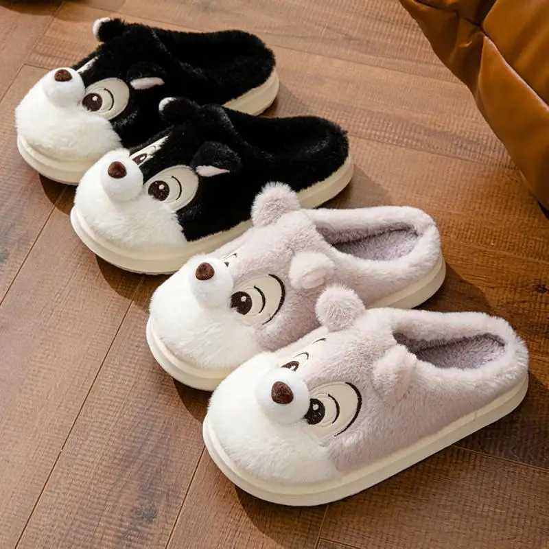 Casual Fluffy Slippers Women House Flats Fashion Cartoon Designer Shoes Girls Cute Home Plush Warm Winter Footwear Large Size S260305