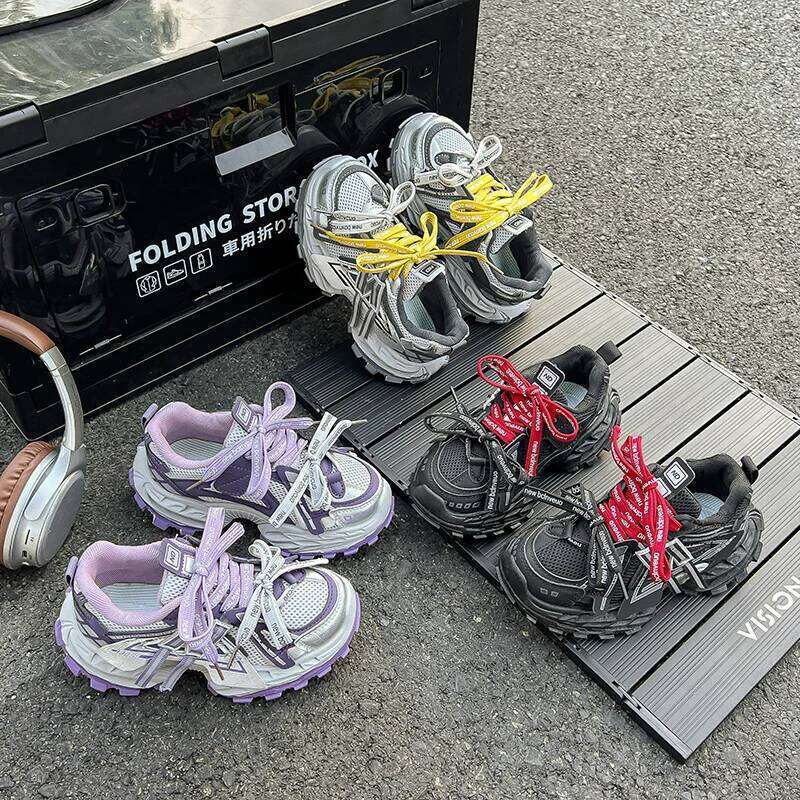 Children's Thick-soled Sports Autumn Leather Fashion Girl's Running Boys' Casual Lace-up Soft Sole Kids Shoes 26Y0304