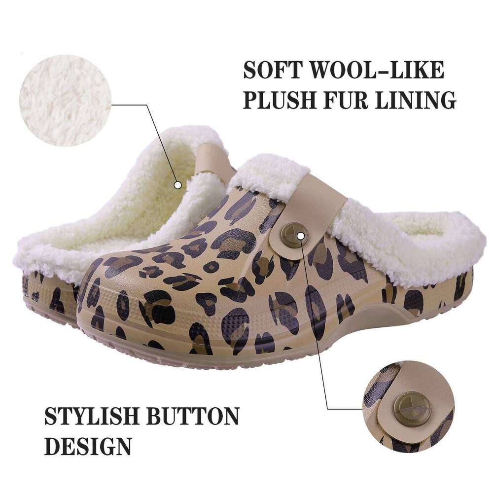 Litfun Female Clogs Couples Home Bedroom Fuzzy Slides Soft Sole Waterproof EVA Plush Women Warm Slippers Garden Shoes