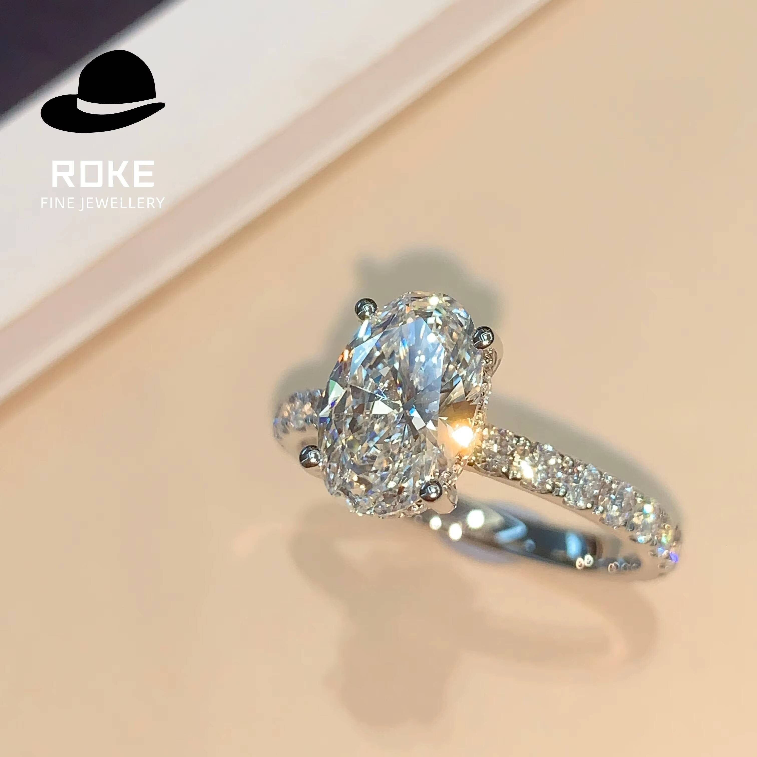 9K-18K Gold Oval Lab Diamond Ring Set 1-5ct IGI/GIA Certified - Bridal Wedding Jewelry