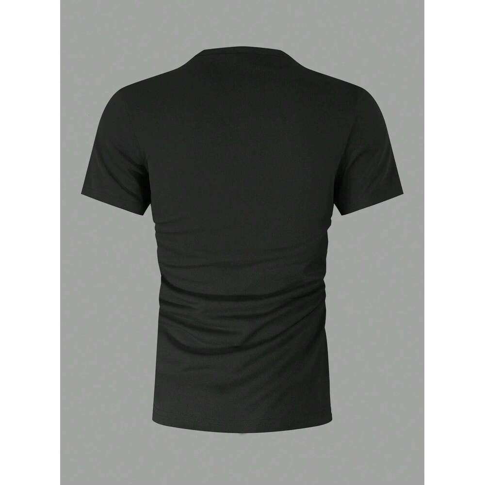Men's solid color round neck short sleeved T-shirt simple and fashionable pure cotton heavyweight high-quality streetwear 26H0306