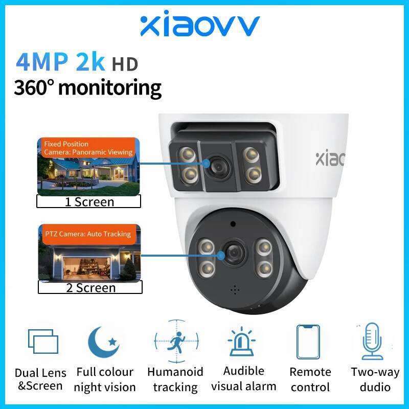 Xiaovv 12MP BQ3 WiFi House Security Camera CCTV With Lens Dual Screen 360 Degree PTZ AI Humanoid Detection Motion Tracking 26W0306