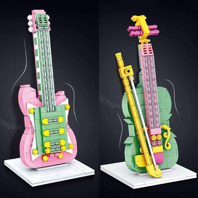 Mini Musical Instrument Piano Violin Building Blocks City Friends Enlightenment Musician Educational Bricks Toys for Kids Gifts Z260305