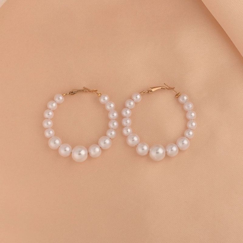 Exquisite Boho-Inspired Pearl Drop Hoop Earrings Versatile Fashion Staple