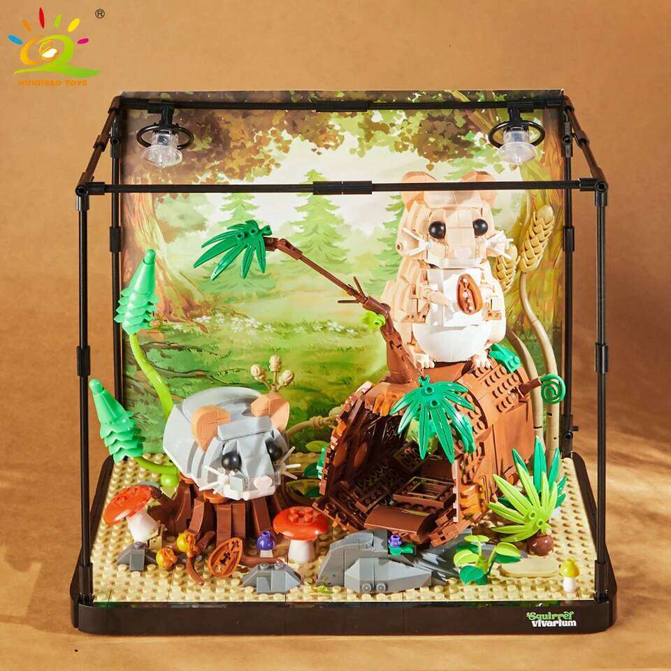 HUIQIBAO MOC Hamster Animal Model Building Block Brick Boy Assembly Construction Toy For Children Kid DIY Game Home Desk Decor Z260306