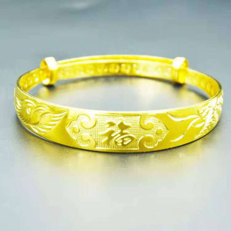 Women's Jewelry 10mm Wide Adjustable Push-Pull Bracelet Traditional Bangle Chinese Style Luxury Gift