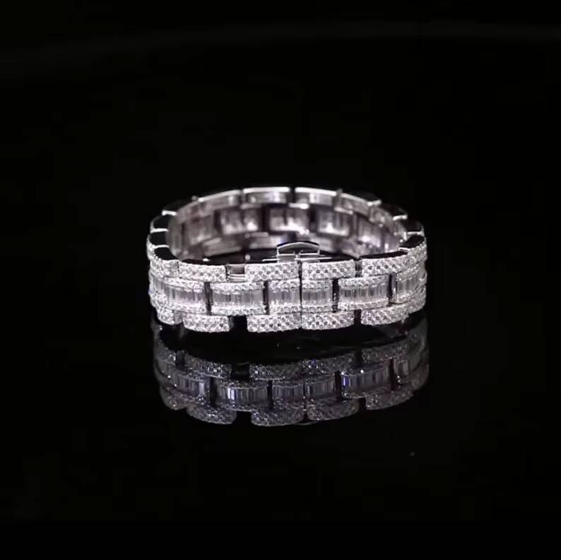 Mens Fashion Stainless Steel Hip Hop Style Charm Bracelet Custom Jewelry Diamond Moissanite Iced Cuban Bracelet Sterling Silver