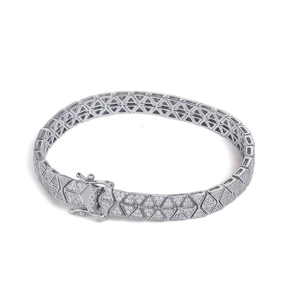 Hot-Selling 925 Silver Platinum Plated Hip-Hop Bracelet for Women Men Fine Temperament Triangle Geometric Moissanite GRA