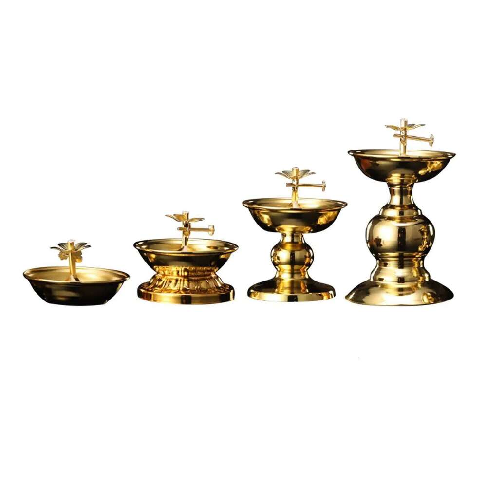 Ghee Candle Temples Tibetan Buddhist Supplies Golden Cup Oil Lamp Holder for Dining Table Office Decoration XJ260305