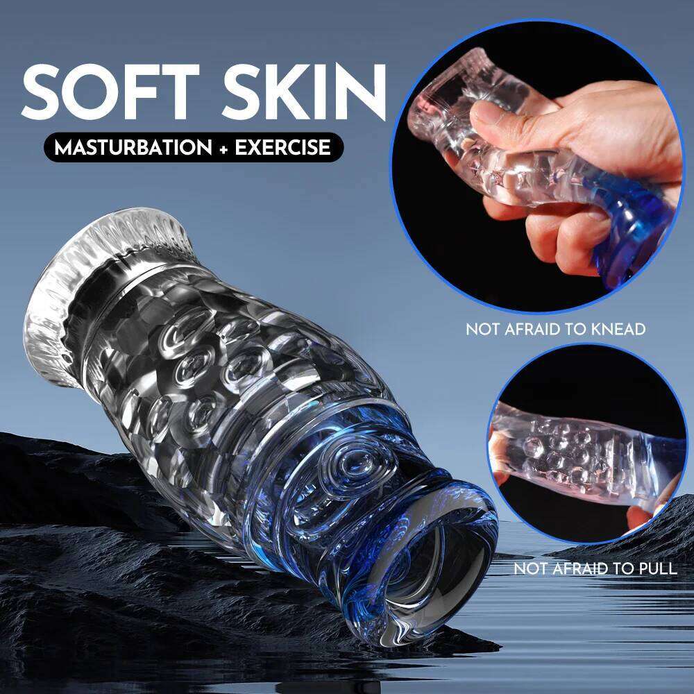 Transparent Vagina Male Masturbator Soft Pussy Toys Adult Endurance Exercise Sex Products Vacuum Pocket Cup for Men 18+ W260305