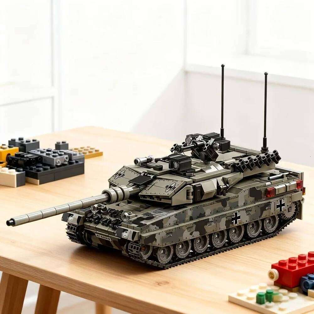 Military Series Building Blocks Model War Leopard 2A7 Heavy Tank Bricks Sets WW2 Creative Toys for Boys Adult Christmas Gifts Z260305