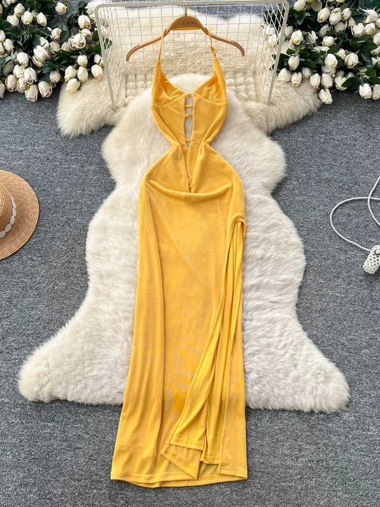 French Womens Dress 2025 Summer Slit Camisole Dress Summer Womens Long Dress X260306