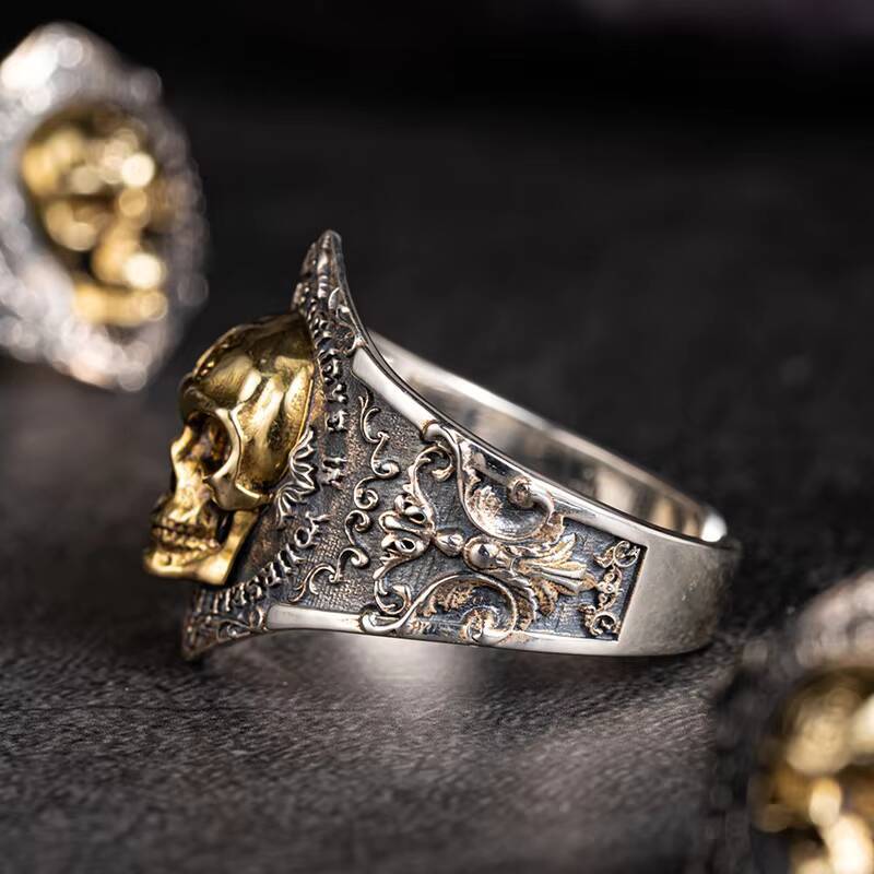 Soul Awakening Skull Sterling Silver Ring 925 Unisex Punk Style Ornament for Men for Wedding and Party Fashion Jewelry
